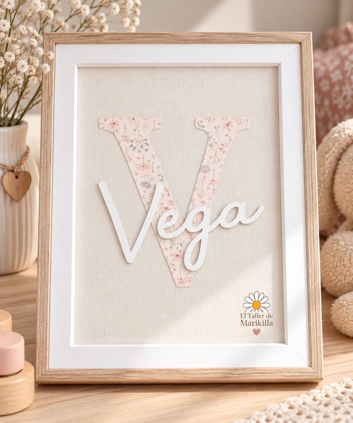Cuadro personalizado con inicial y nombre 🌸
