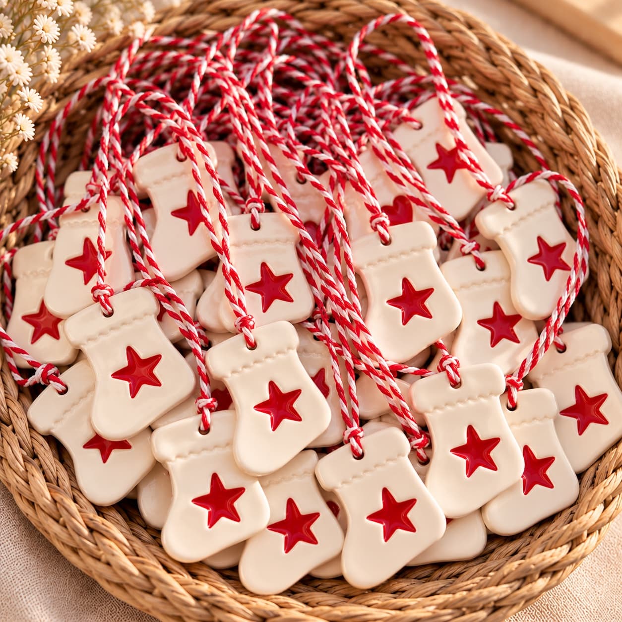 🎄Calcetín de cerámica – Corazón o estrella